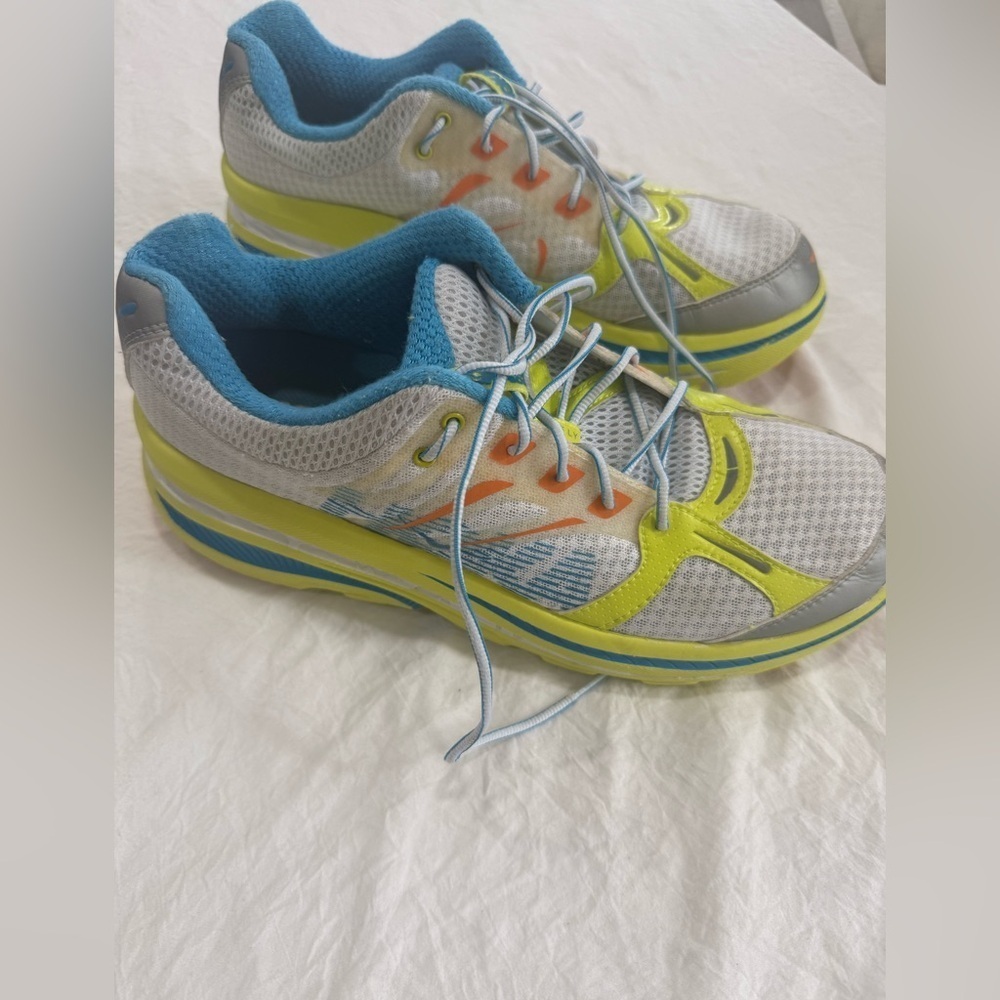 Hoka Blue and Yellow Athletic Sneakers